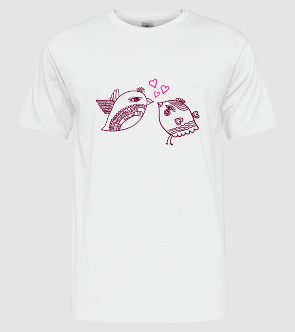 lovebirds model alb pe tricou