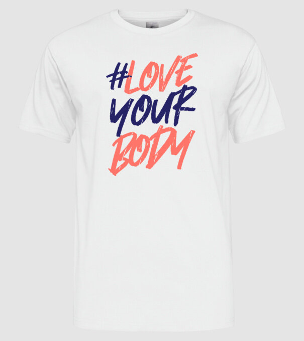 #loveyourbody model alb pe tricou