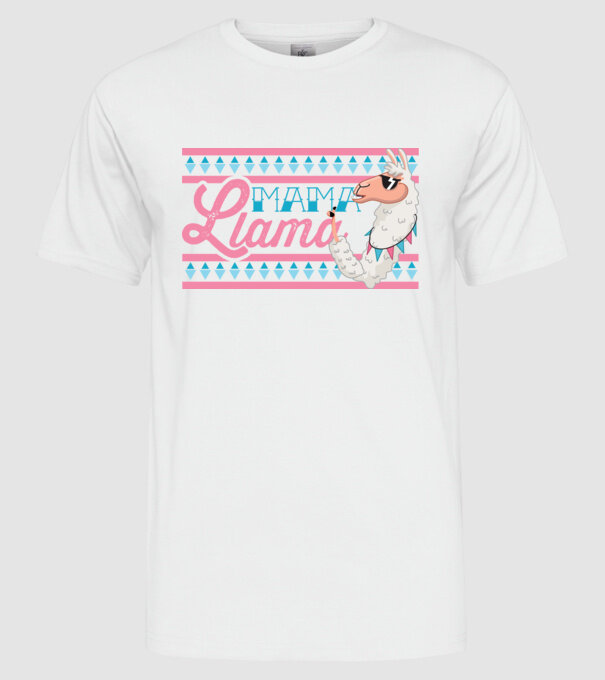 Mama LLama model alb pe tricou