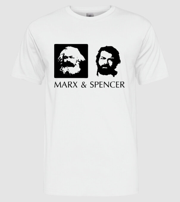 Marx és Bud Spencer model alb pe tricou