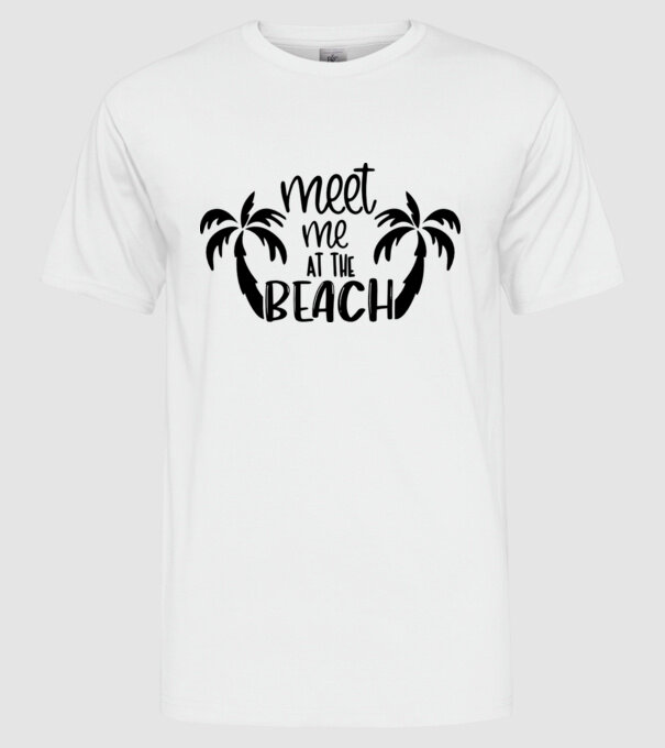 Meet me at the beach model alb pe tricou