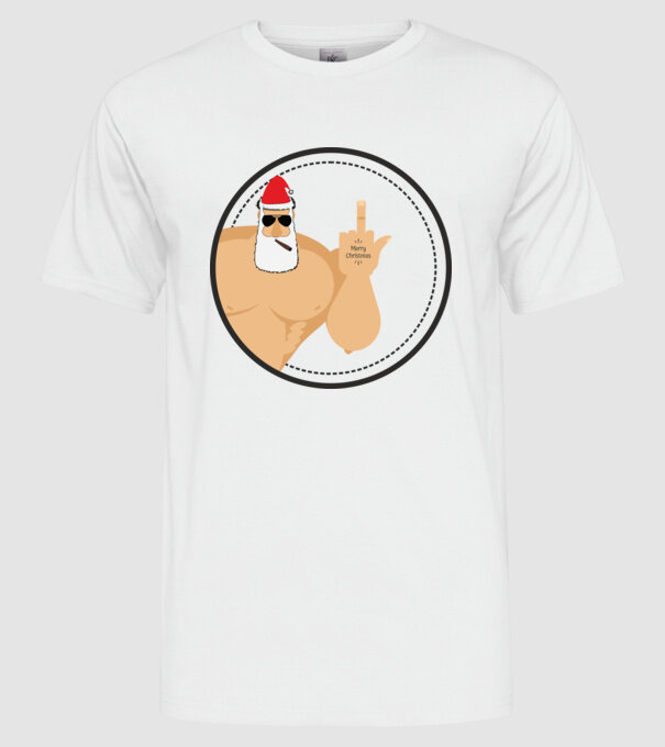 'Merry F''in Xmas' model alb pe tricou