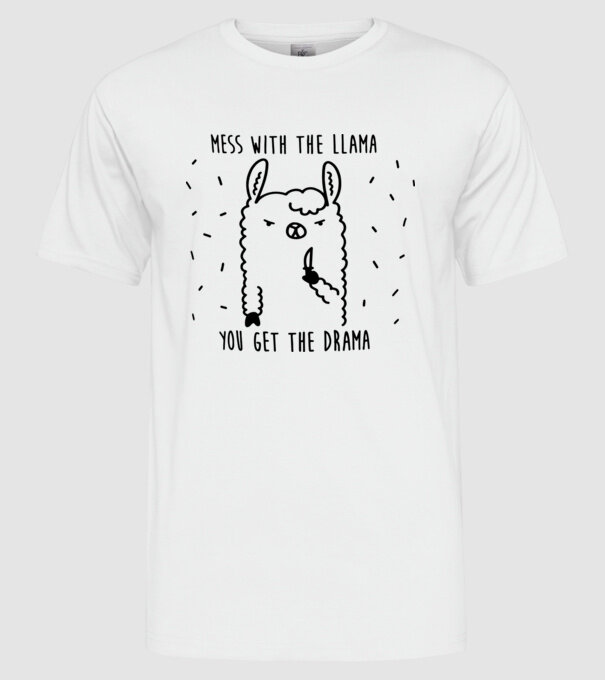 Mess with the lama model alb pe tricou