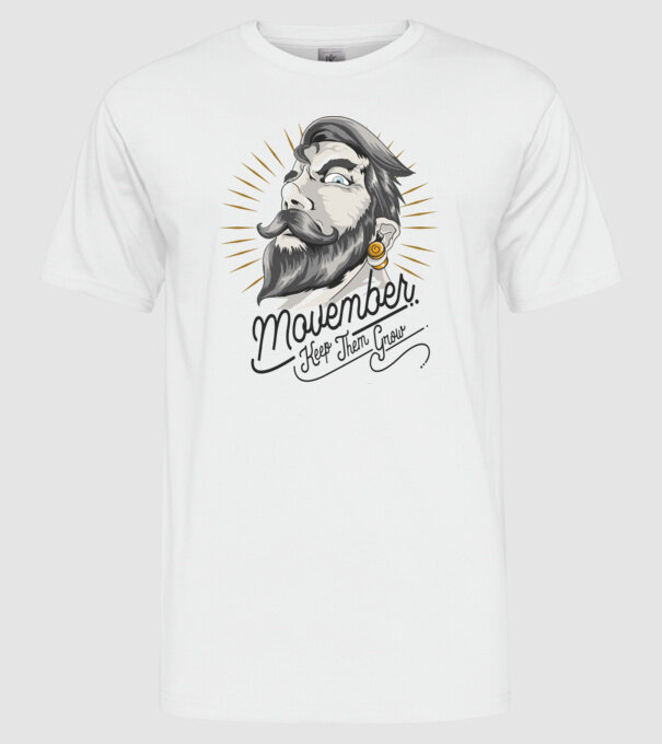 Movember Keep them grow No Shave November model alb pe tricou