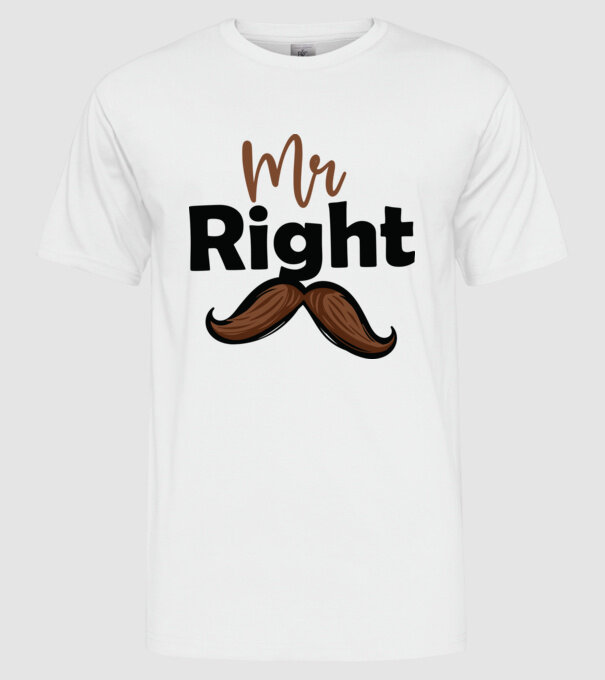 Mr right model alb pe tricou