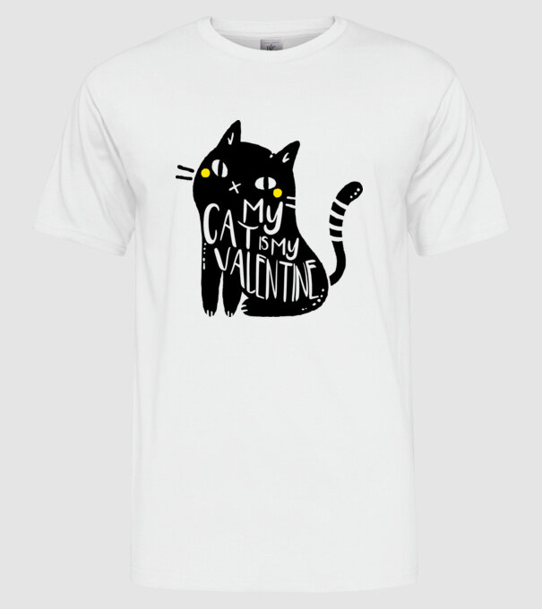 My cat is my valentine model alb pe tricou