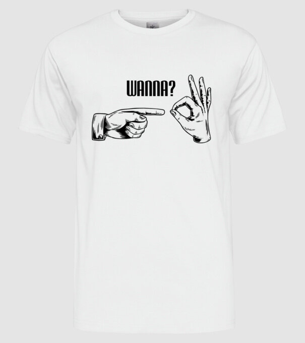 International Hand sign model alb pe tricou