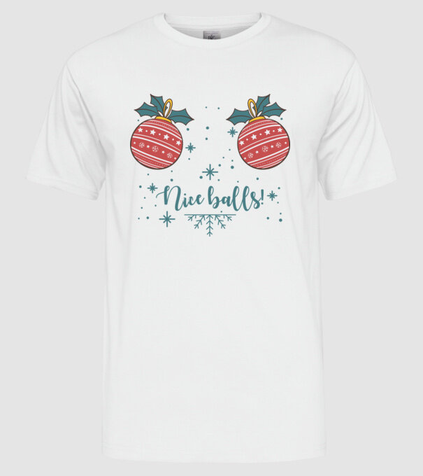 Nice Balls model alb pe tricou