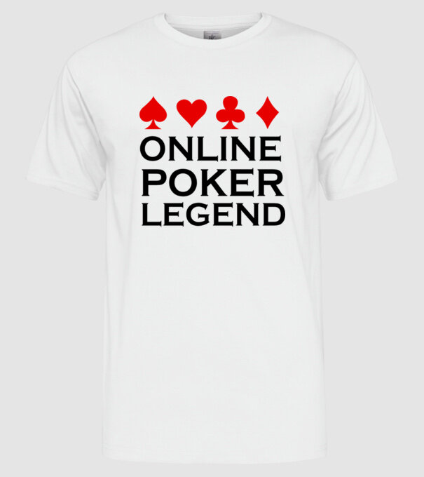 Online Poker Legend model alb pe tricou