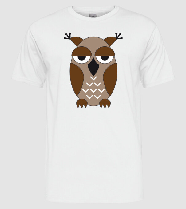 Owl model alb pe tricou
