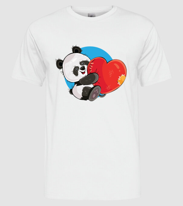 Dragoste panda model alb pe tricou