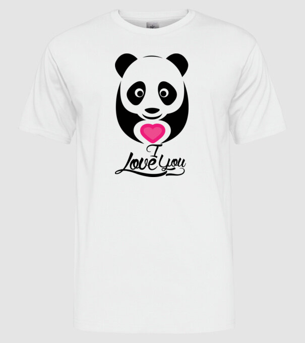 PandaHeart model alb pe tricou