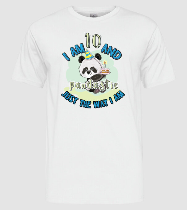 PANDASTIC 10 model alb pe tricou