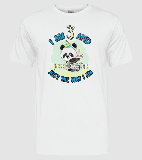 PANDASTIC 3 model alb pe tricou