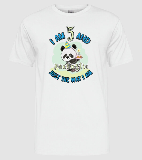 PANDASTIC 5 model alb pe tricou