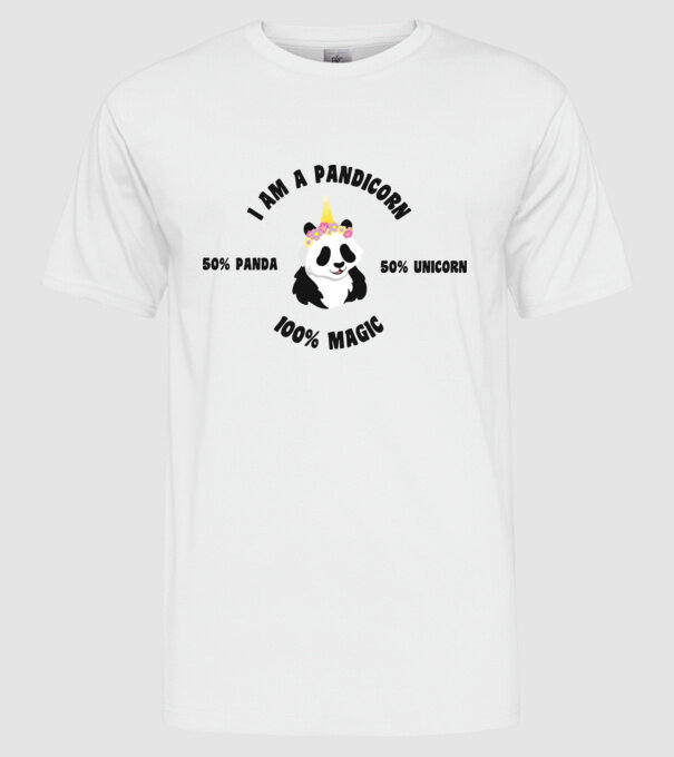 Pandicorn model alb pe tricou