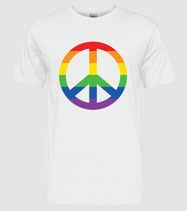 Peace pride model alb pe tricou