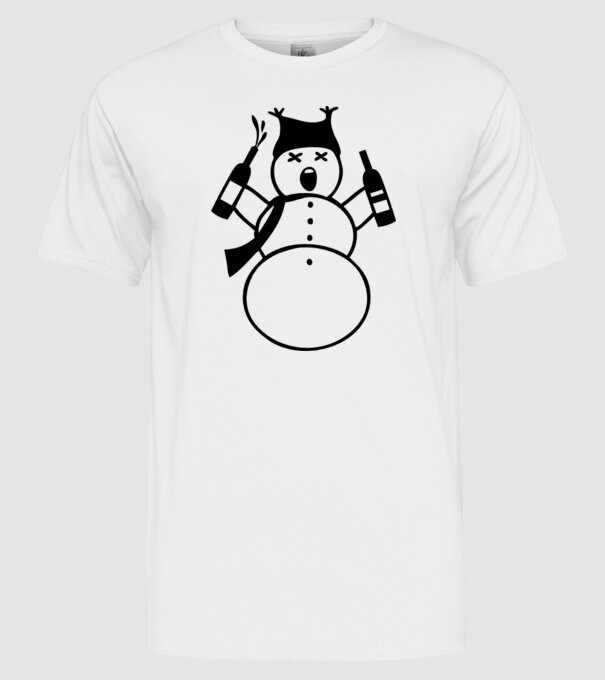 Om de zăpadă beat model alb pe tricou