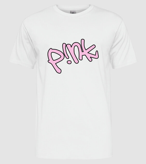PINK model alb pe tricou