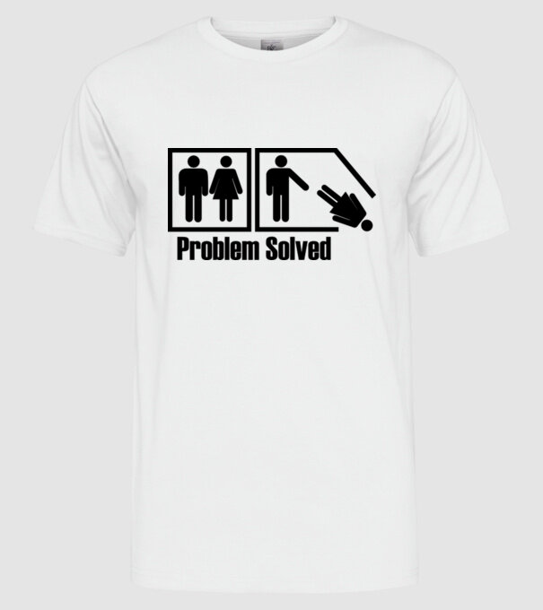 Problem solved model alb pe tricou