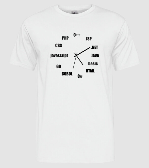 Programmer clock model alb pe tricou
