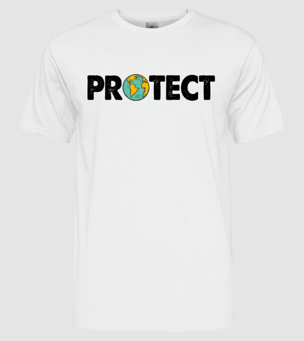 Protect earth model alb pe tricou
