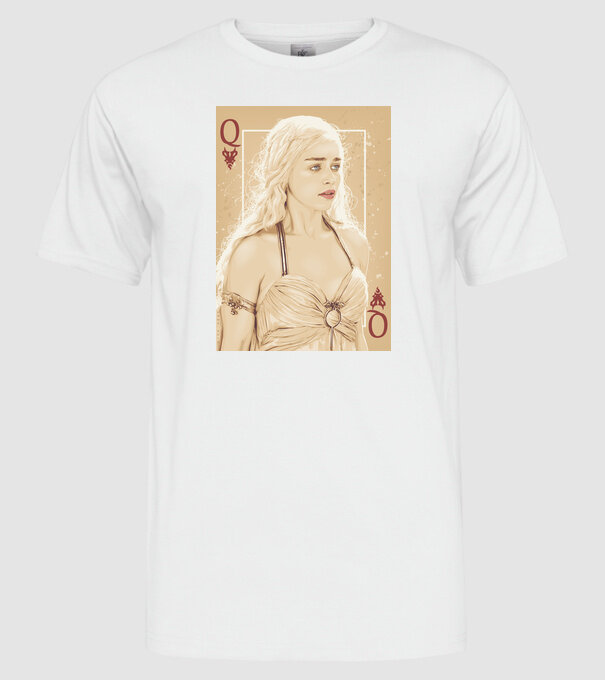 Queen Card model alb pe tricou