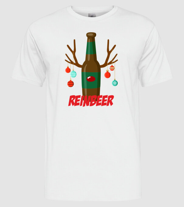 Bere REINBEER model alb pe tricou