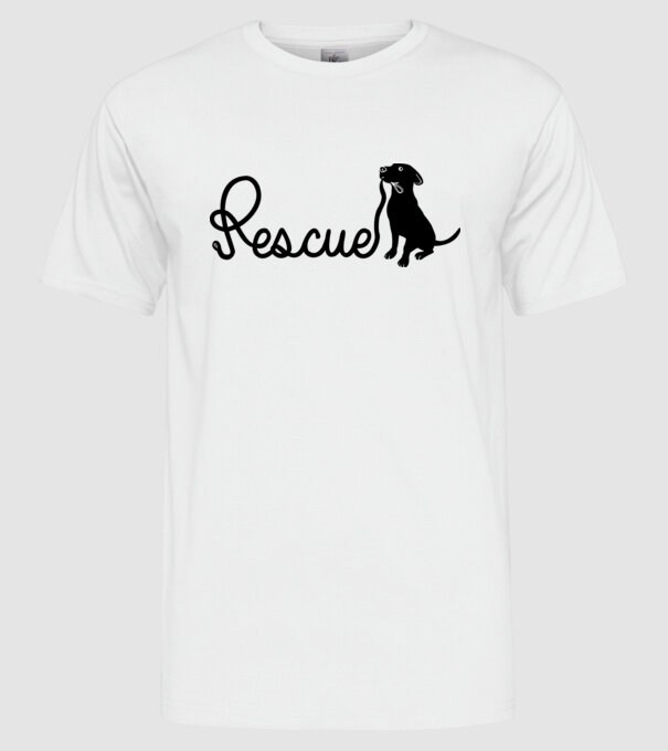 Rescue dog model alb pe tricou