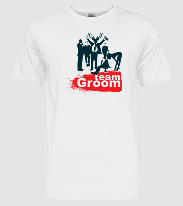 Reservoir Groom Team model alb pe tricou