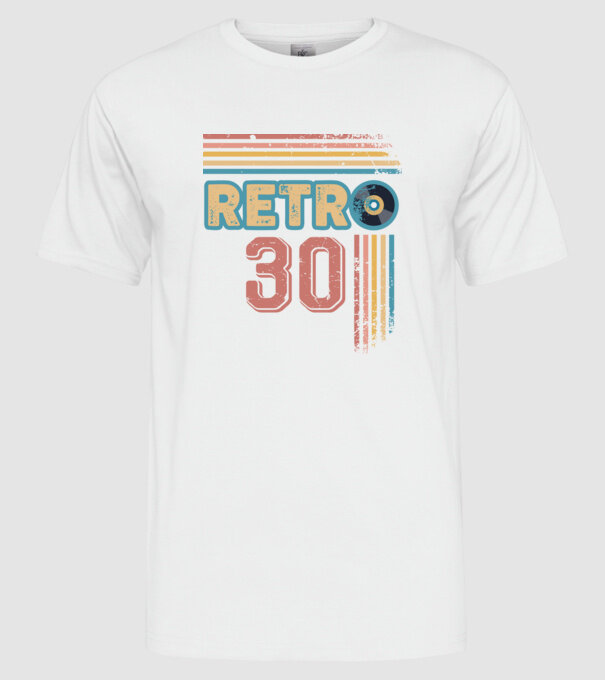 Retro 30 Birthday model alb pe tricou
