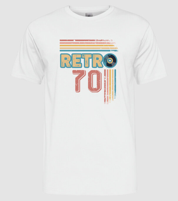Retro 70 Birthday model alb pe tricou