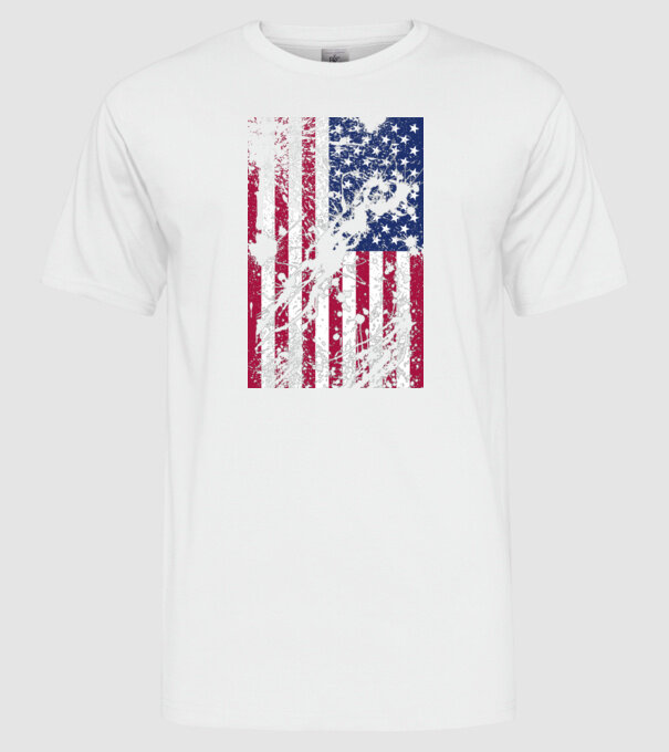 ripped flag U.S. model alb pe tricou