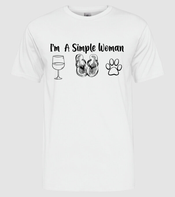 Simple doggy woman model alb pe tricou