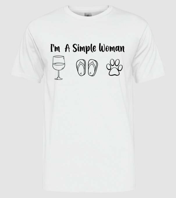 Simple doggy woman model alb pe tricou