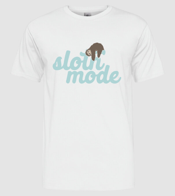 Sloth mode model alb pe tricou
