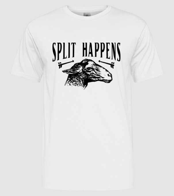 Split happens model alb pe tricou