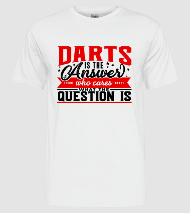 Sport is the answer DARTS model alb pe tricou