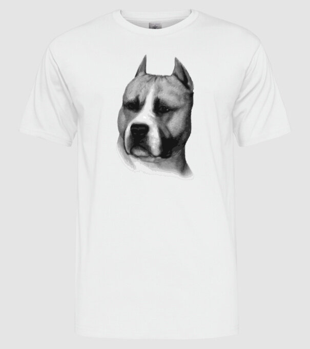 Staffordshire Terrier model alb pe tricou