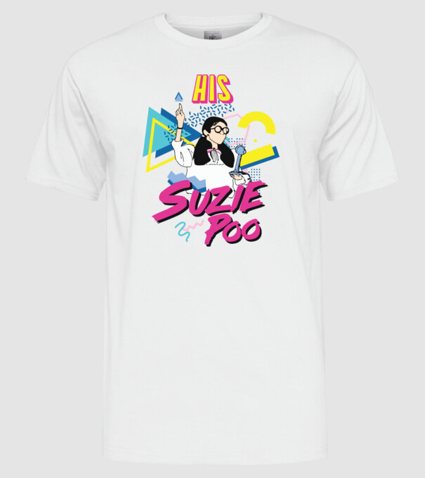 Stranger couple 80s retro Suzie model alb pe tricou