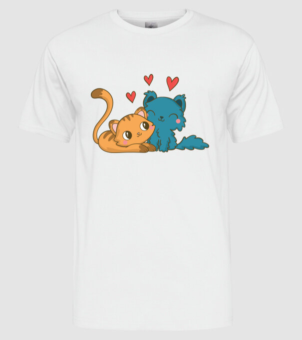 PISICUȚE ÎNDRĂGOSTITE 1 model alb pe tricou