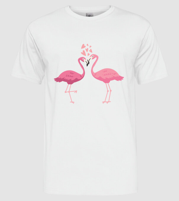 FLAMINGO ÎNDRĂGOSTIȚI model alb pe tricou