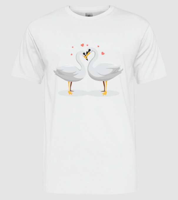 LEBEDE ÎNDRĂGOSTITE model alb pe tricou