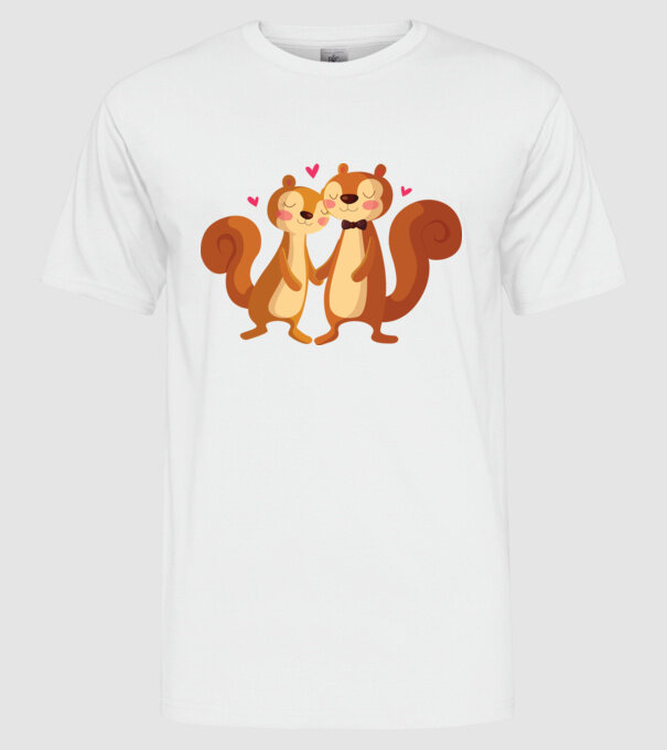 VEVERIȚE ÎNDRĂGOSTITE model alb pe tricou