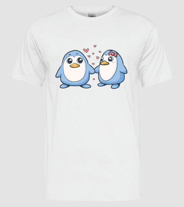 PINGUIN ÎNDRĂGOSTIT 2 model alb pe tricou