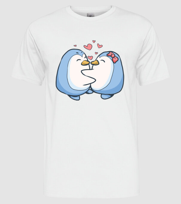 PINGUIN ÎNDRĂGOSTIT 3 model alb pe tricou