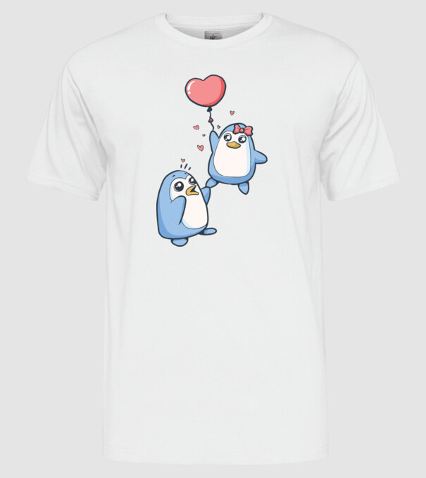 PINGUIN ÎNDRĂGOSTIT 4 model alb pe tricou