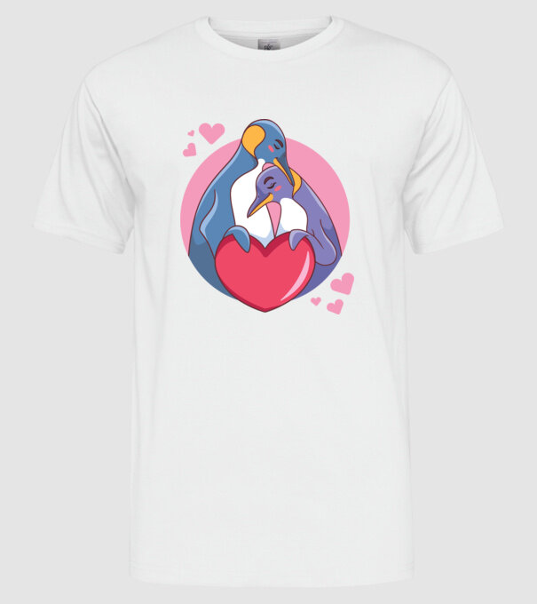 PINGUIN ÎNDRĂGOSTIT 5 model alb pe tricou