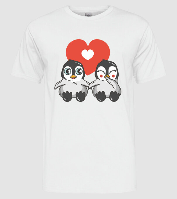 PINGUINI ÎNDRĂGOSTIȚI 7 model alb pe tricou