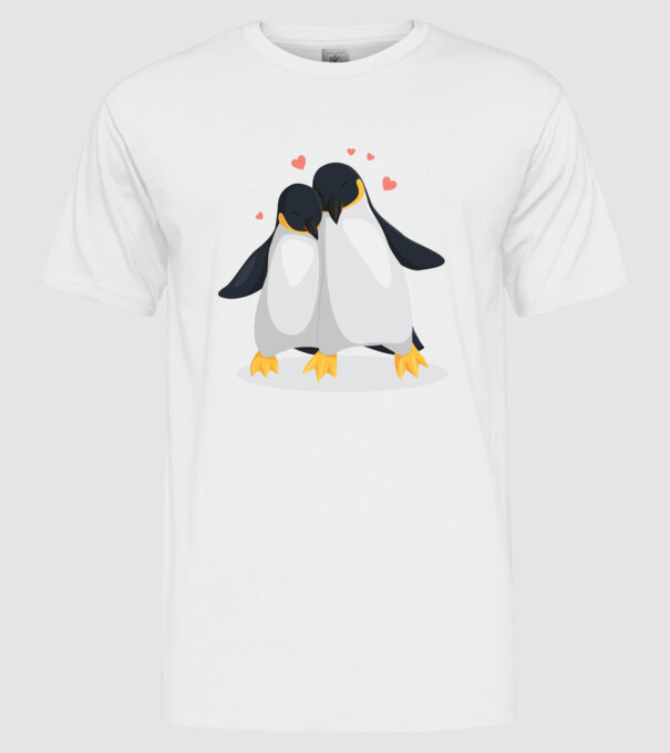 PINGUINI ÎNDRĂGOSTIȚI 8 model alb pe tricou
